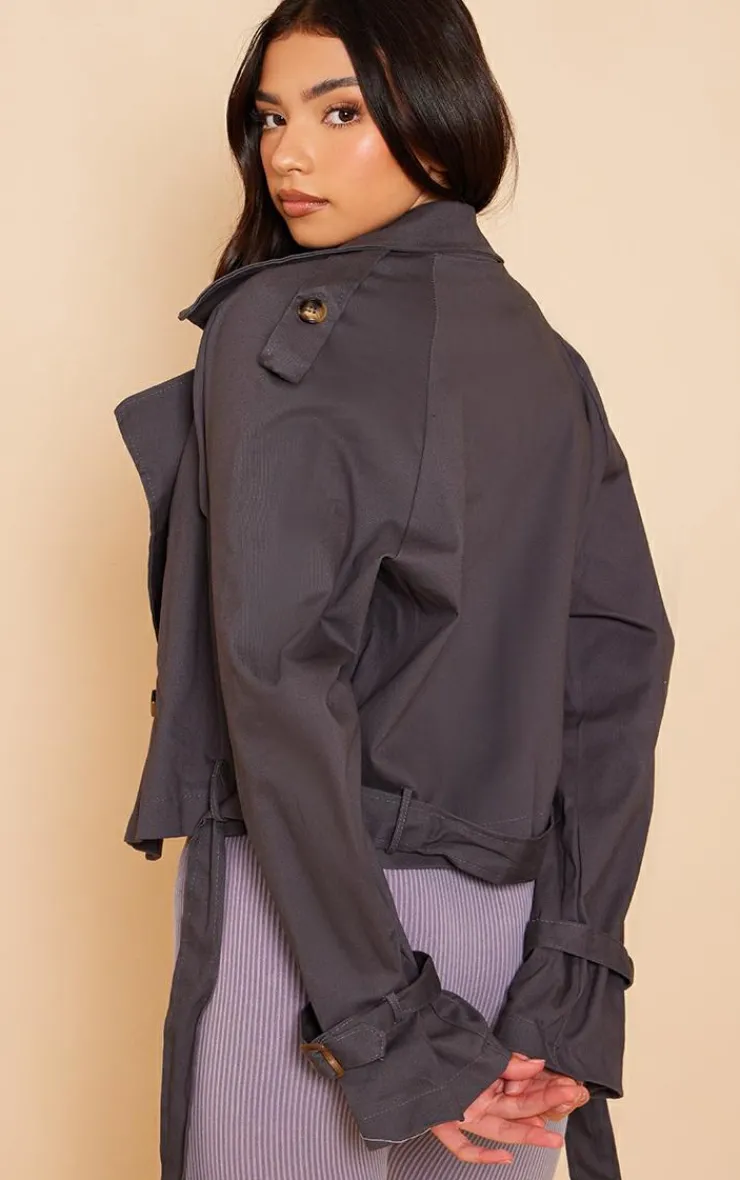 PrettyLittleThing Trench Coats*Belted Hem Cropped Trench Coat