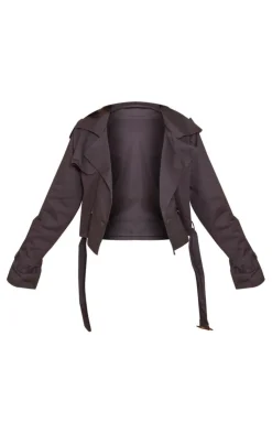 PrettyLittleThing Trench Coats*Belted Hem Cropped Trench Coat