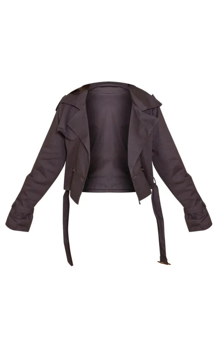 PrettyLittleThing Trench Coats*Belted Hem Cropped Trench Coat