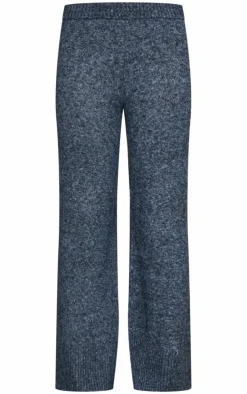 Discount PrettyLittleThing Luxe Knit Wide Leg Pants Charcoal Blue
