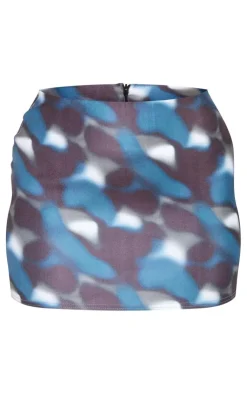 New PrettyLittleThing Blur Printed Low Rise Micro Mini Skirt Charcoal