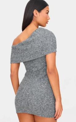 Brushed Rib Asymmetric Bodycon Dress-PrettyLittleThing Outlet