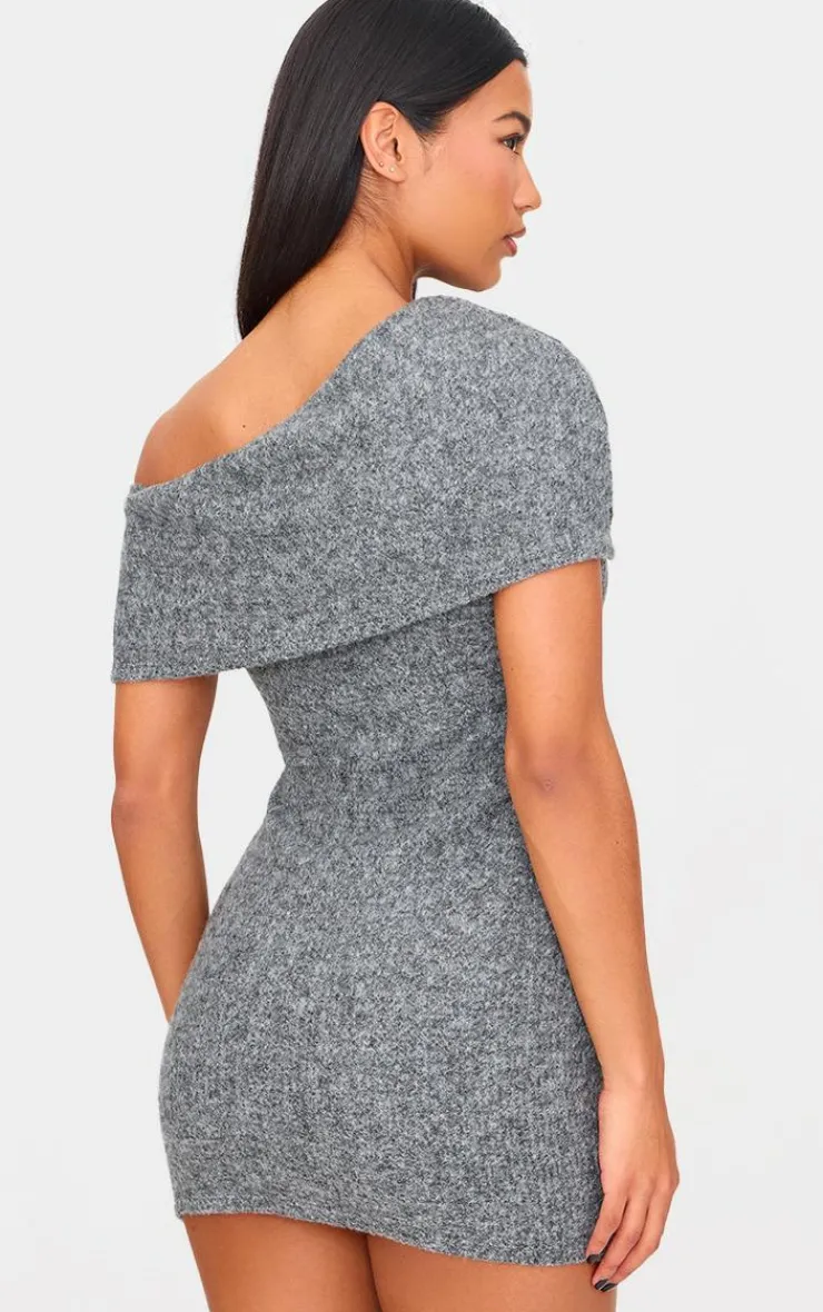 Brushed Rib Asymmetric Bodycon Dress-PrettyLittleThing Outlet