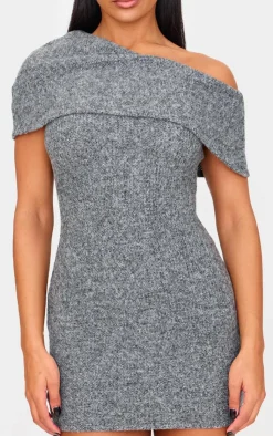 Brushed Rib Asymmetric Bodycon Dress-PrettyLittleThing Outlet