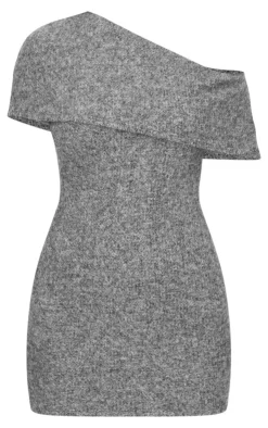 Brushed Rib Asymmetric Bodycon Dress-PrettyLittleThing Outlet