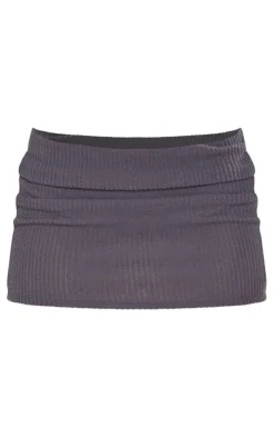 Best PrettyLittleThing Brushed Rib Low Waist Micro Mini Skirt Charcoal