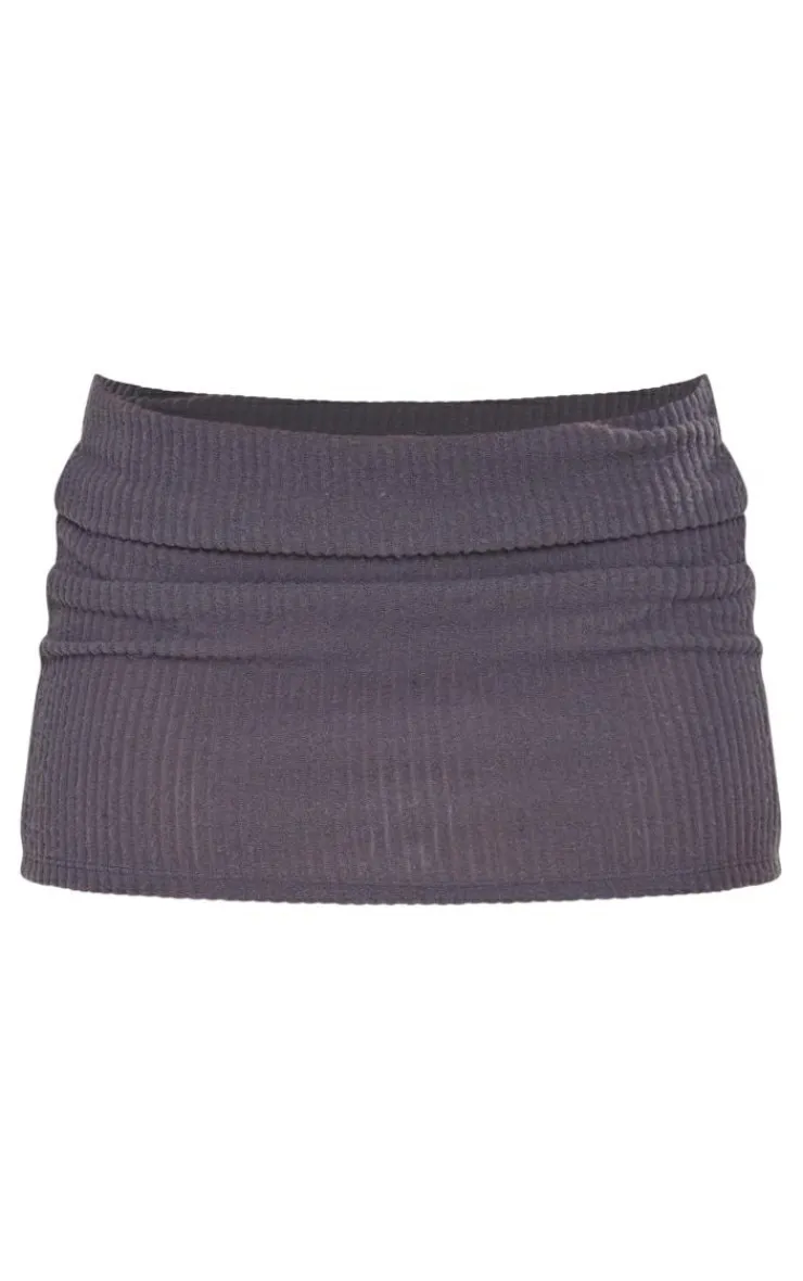 Best PrettyLittleThing Brushed Rib Low Waist Micro Mini Skirt Charcoal