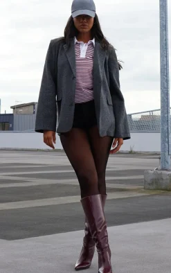 Charcoal Brushed Wool Look Tailored Blazer