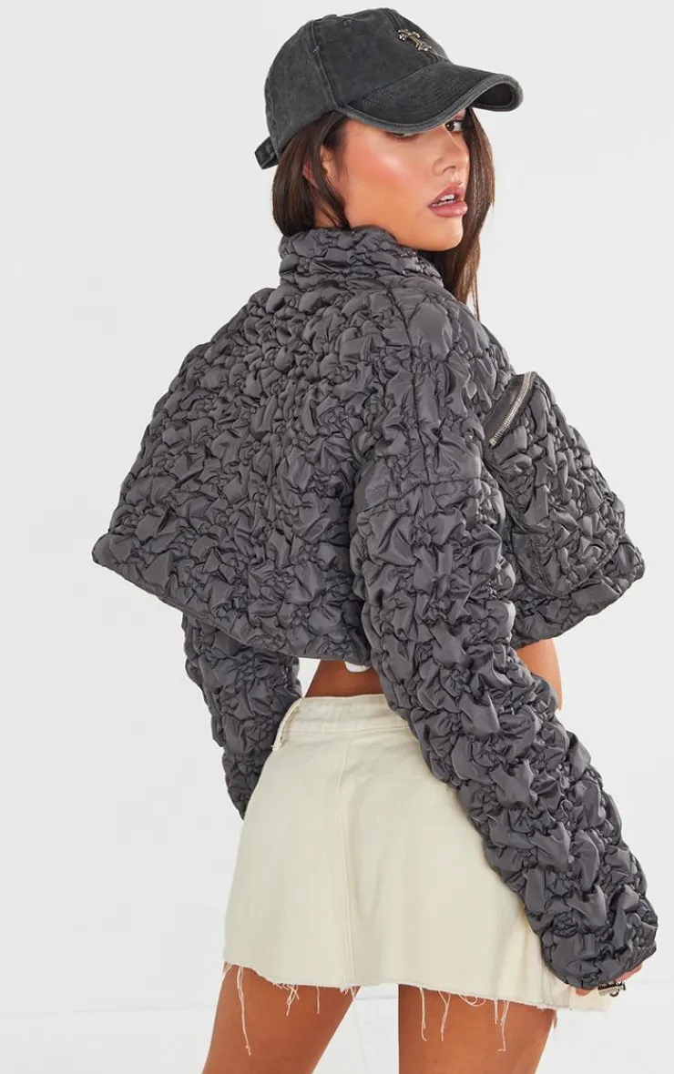 PrettyLittleThing Puffer Jackets*Bubble Textured Cropped Puffer Coat