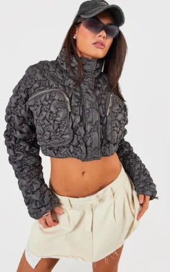 PrettyLittleThing Puffer Jackets*Bubble Textured Cropped Puffer Coat