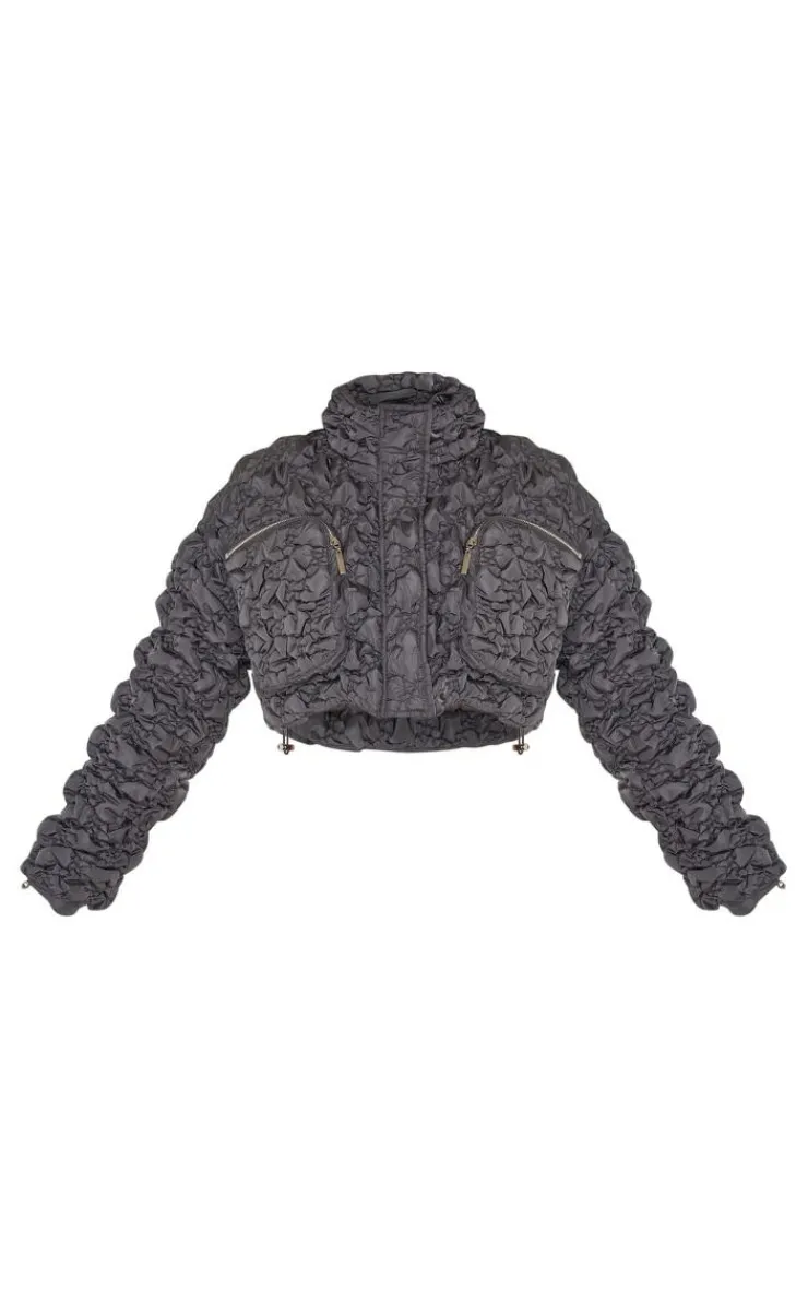 PrettyLittleThing Puffer Jackets*Bubble Textured Cropped Puffer Coat