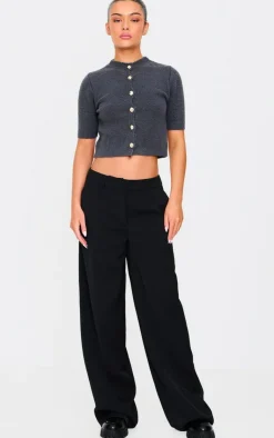 PrettyLittleThing Knitted Tops*Button Up Cap Sleeve Boucle Knit Cardigan