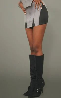 PrettyLittleThing Cargo Contrast Panel Micro Mini Skirt Charcoal