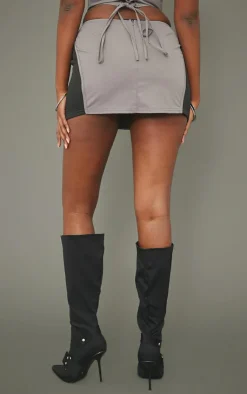 PrettyLittleThing Cargo Contrast Panel Micro Mini Skirt Charcoal