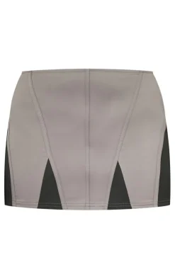 PrettyLittleThing Cargo Contrast Panel Micro Mini Skirt Charcoal