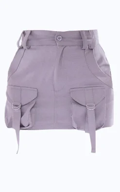 Charcoal Cargo Pocket Detail Micro Mini Skirt