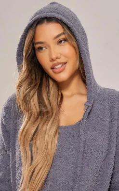 PrettyLittleThing Christmas Day Outfits*Cosy Long Sleeve Zip Up Hooded Pajama Top
