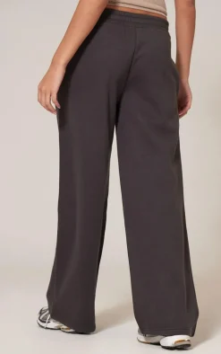 Charcoal Dipped Waist Pintuck Wide Leg Sweat Sweatpants