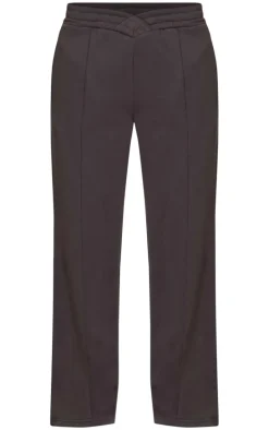 Charcoal Dipped Waist Pintuck Wide Leg Sweat Sweatpants