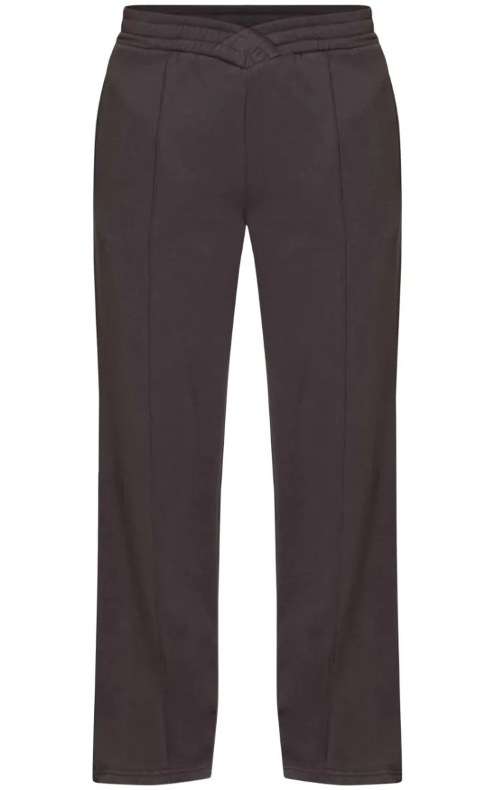 Charcoal Dipped Waist Pintuck Wide Leg Sweat Sweatpants