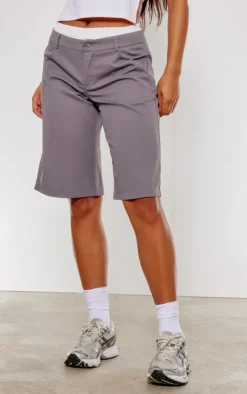 Charcoal Double Waistband Tailored Oversized Jorts
