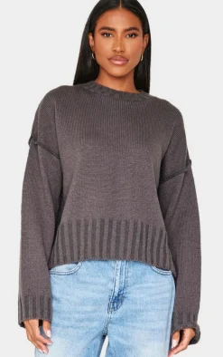 PrettyLittleThing Oversized Sweaters*Exposed Seam Chunky Knit Oversized Sweater