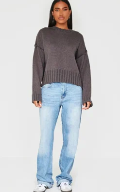PrettyLittleThing Oversized Sweaters*Exposed Seam Chunky Knit Oversized Sweater