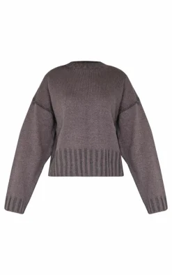 PrettyLittleThing Oversized Sweaters*Exposed Seam Chunky Knit Oversized Sweater