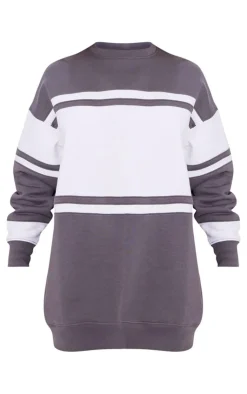 Graphic Contrast Stripe Sweater Dress-PrettyLittleThing New