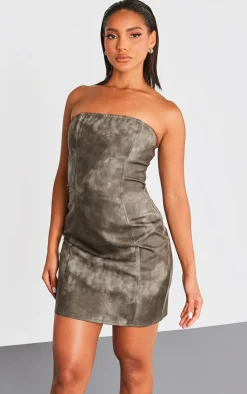 Acid Wash Seam Detail Bandeau Bodycon Dress-PrettyLittleThing Best