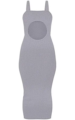 Front Cut Out Soft Rib Maxi Dress-PrettyLittleThing Outlet