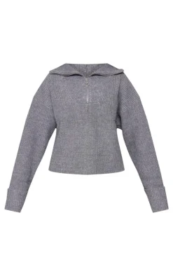 PrettyLittleThing Sweaters*Marl Chunky Knit Half Zip Sweater