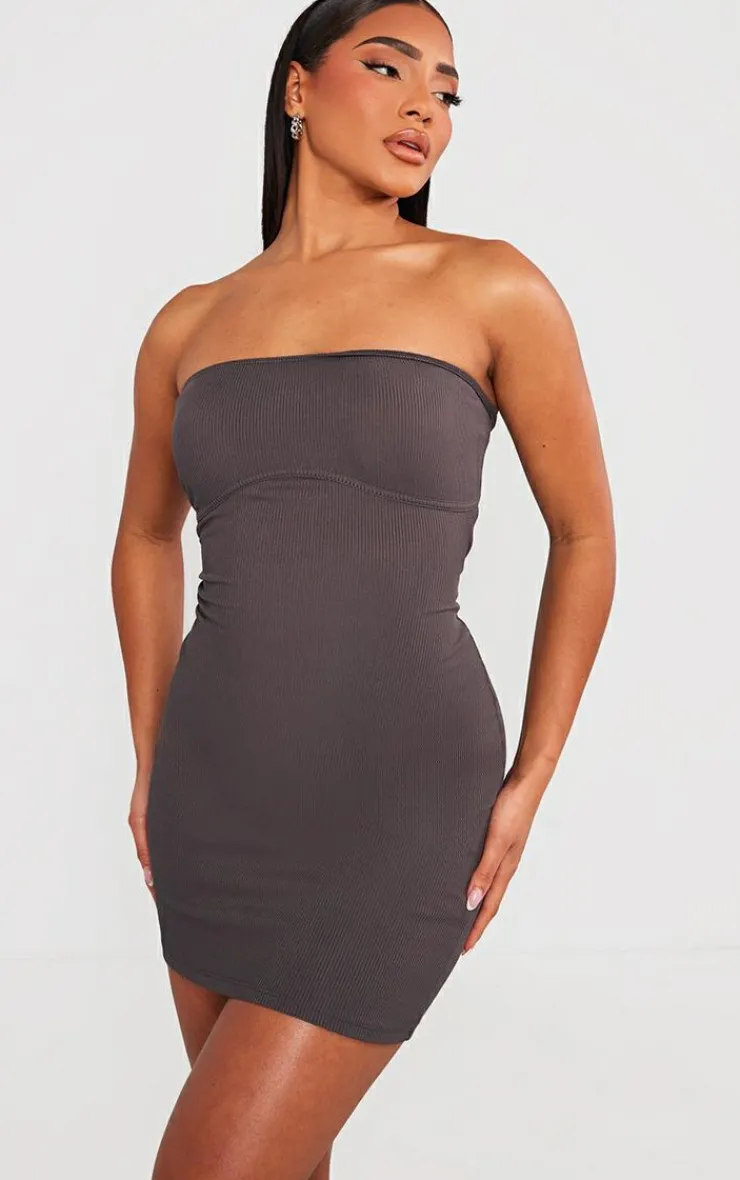 Ribbed Bandeau Underbust Detail Bodycon Dress-PrettyLittleThing Best