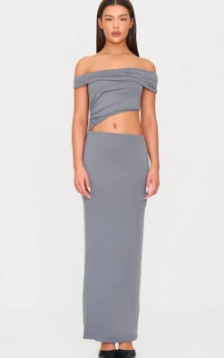 Soft Touch Bardot Cut Out Maxi Dress-PrettyLittleThing New