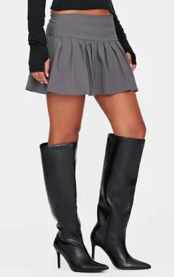 PrettyLittleThing Christmas Shop*Stretch Woven Low Rise Pleated Micro Mini Skirt