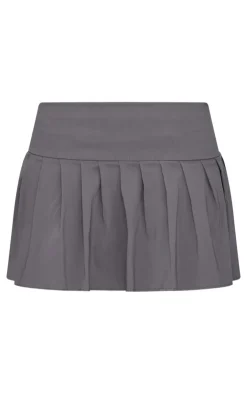 PrettyLittleThing Christmas Shop*Stretch Woven Low Rise Pleated Micro Mini Skirt