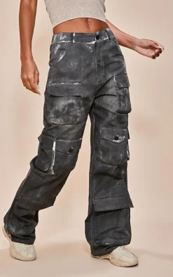 Charcoal Grey Vintage Wash Twill Extreme Oversized Cargo's
