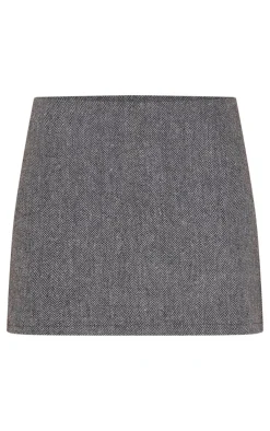 Online PrettyLittleThing Herringbone Micro Mini Skirt Charcoal