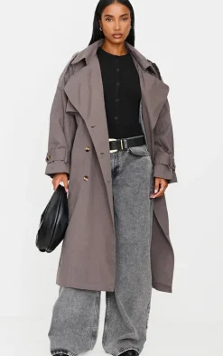 PrettyLittleThing Trench Coats*Hooded Oversized Woven Trench Coat