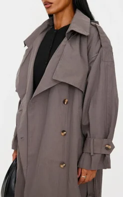 PrettyLittleThing Trench Coats*Hooded Oversized Woven Trench Coat