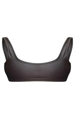 Best PrettyLittleThing Charcoal Jersey Scoop Neck Bralet Charcoal Grey