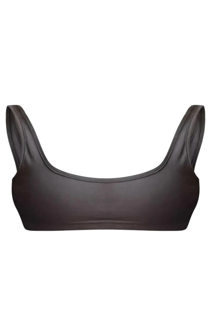 Best PrettyLittleThing Charcoal Jersey Scoop Neck Bralet Charcoal Grey
