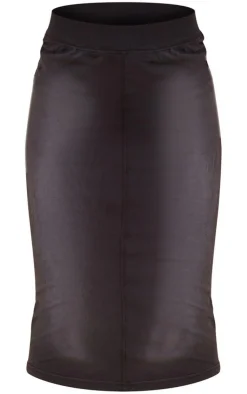 Outlet PrettyLittleThing Jersey Washed Binding Detail Midi Skirt Charcoal