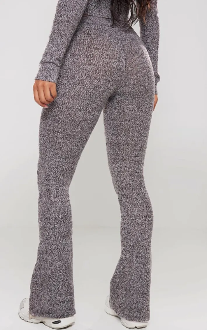 Charcoal Marl Knit Wide Leg Pants
