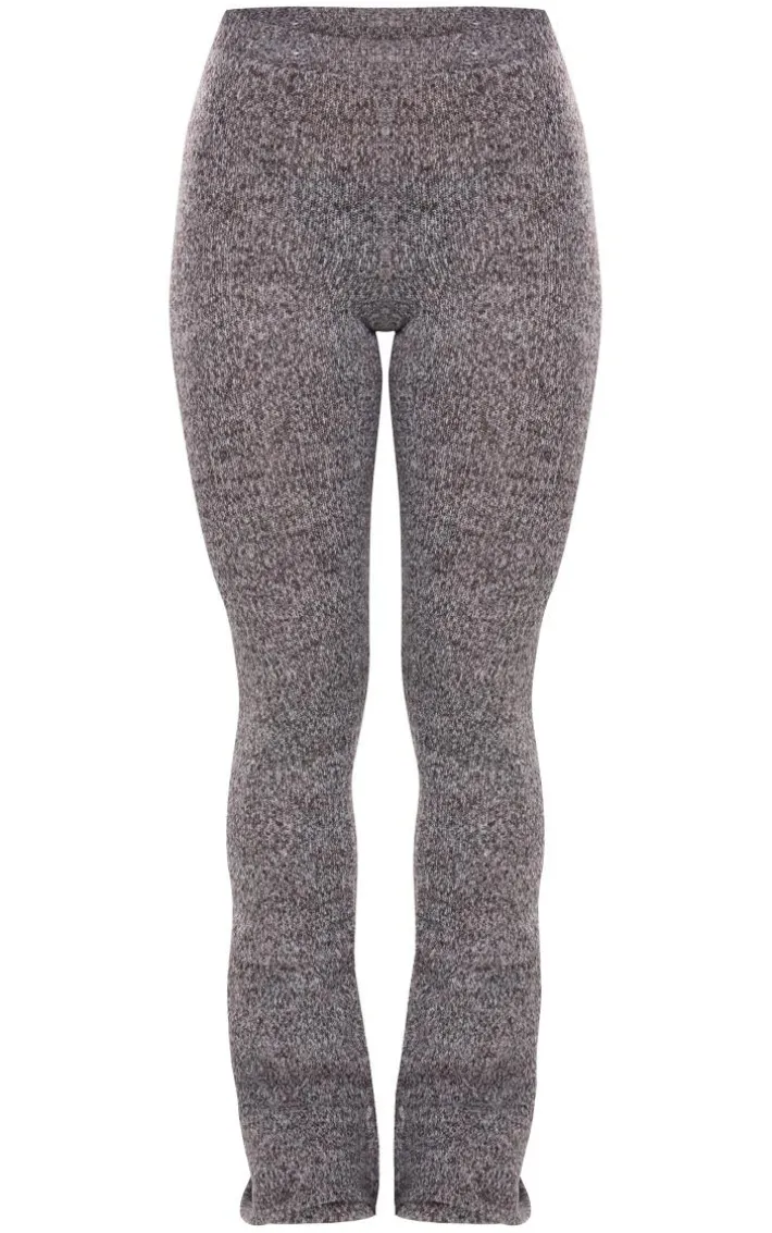 Charcoal Marl Knit Wide Leg Pants