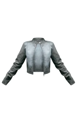 PrettyLittleThing Faux Leather Jackets*Ombre Effect Faux Leather Biker Jacket