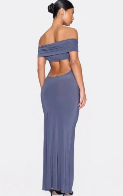 Open Back Bardot Maxi Dress-PrettyLittleThing Clearance