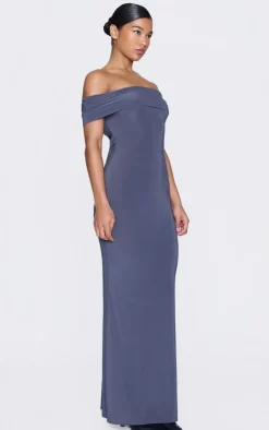 Open Back Bardot Maxi Dress-PrettyLittleThing Clearance