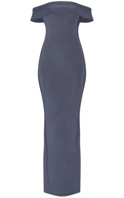Open Back Bardot Maxi Dress-PrettyLittleThing Clearance