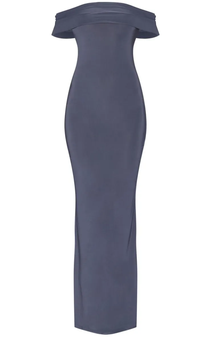 Open Back Bardot Maxi Dress-PrettyLittleThing Clearance